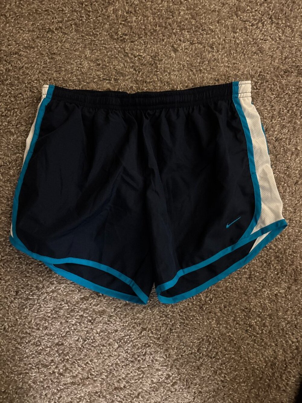 Nike Fit Navy Blue White Teal Athletic Shorts